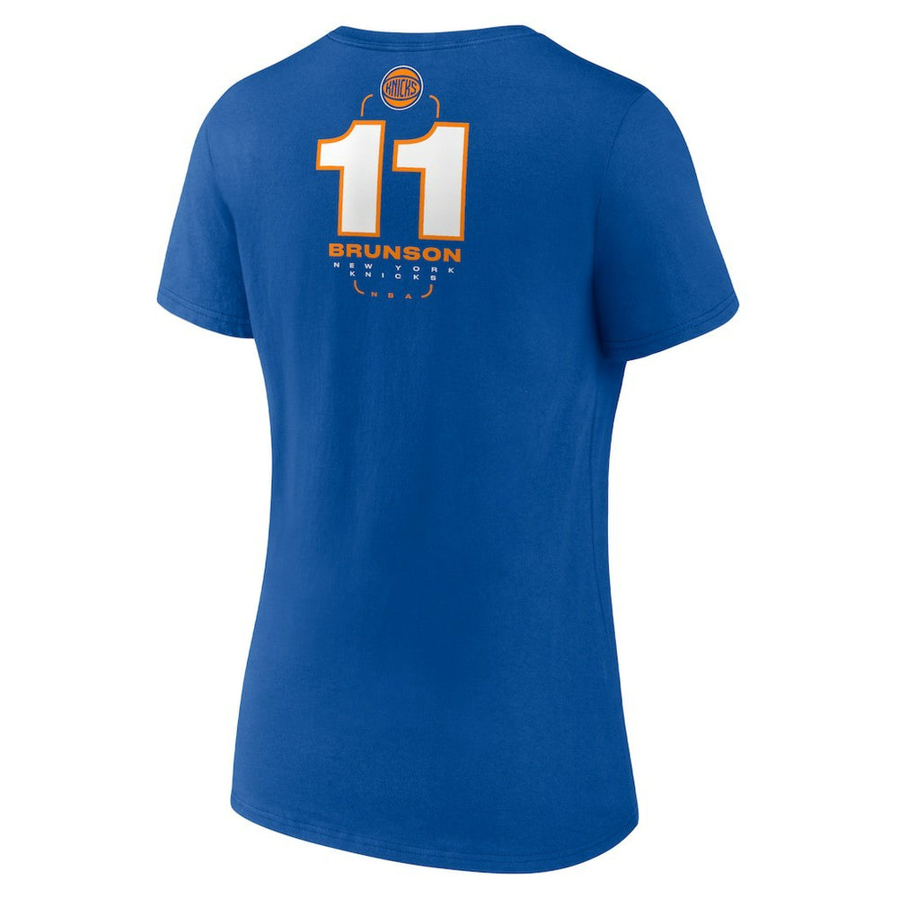NBA Jalen Brunson New York Knicks Women's Behind The Back Name & Number V-Neck T-Shirt