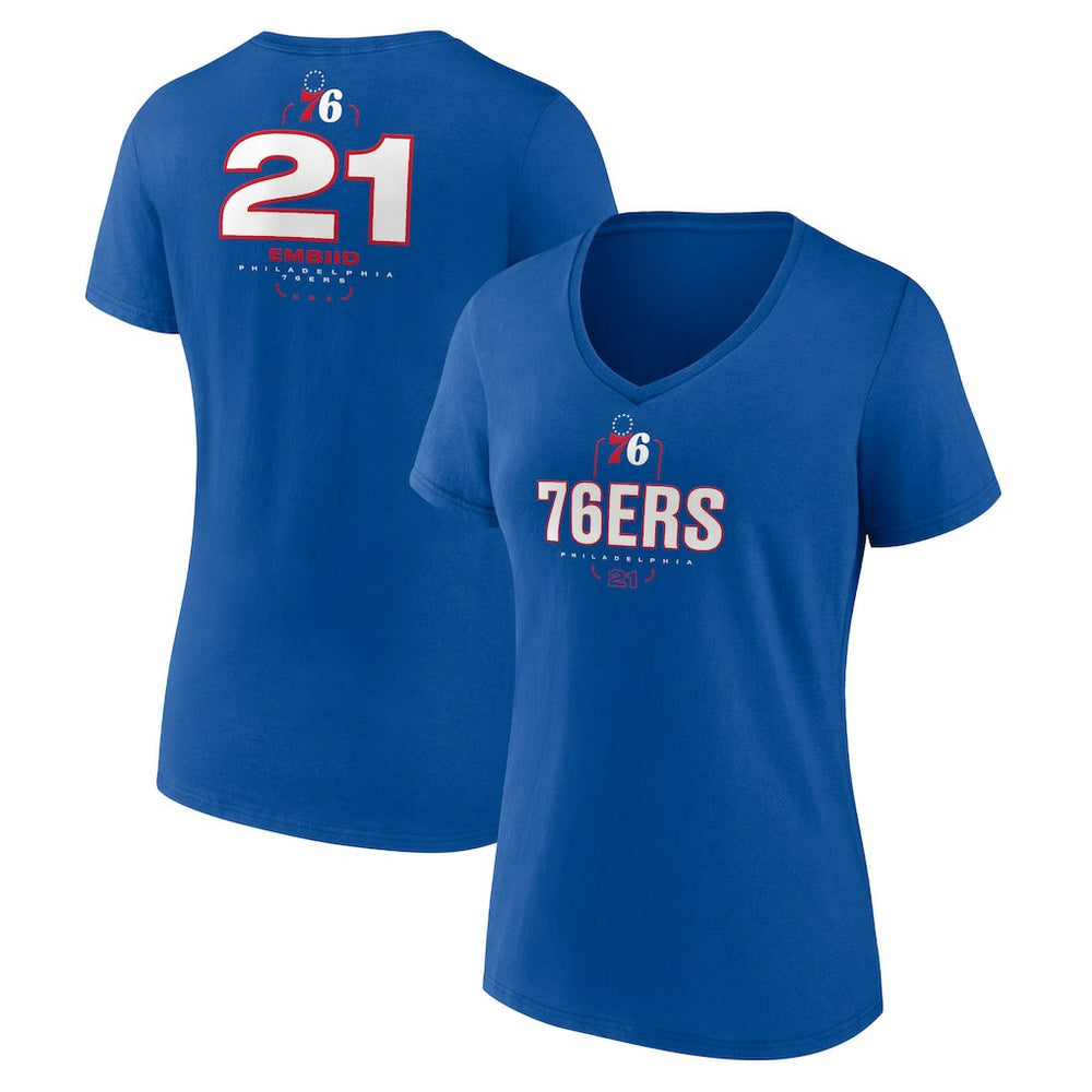 NBA Joel Embiid Philadelphia 76ers Women's Behind The Back Name & Number V-Neck T-Shirt