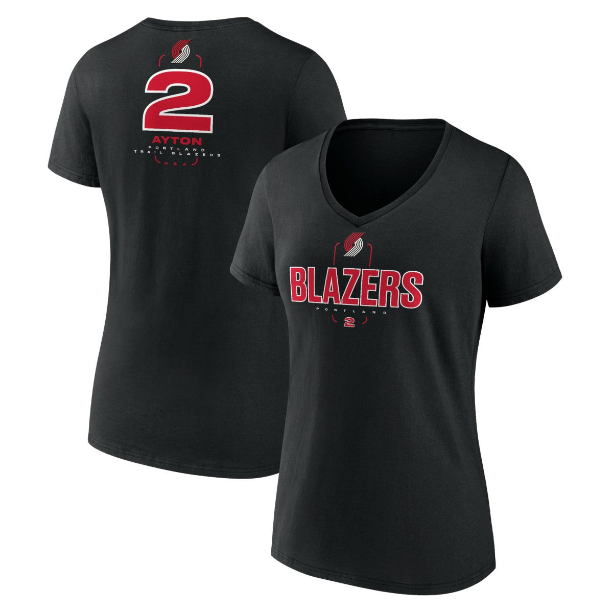 NBA Deandre Ayton Portland Trail Blazers Women's Behind The Back Name & Number V-Neck T-Shirt