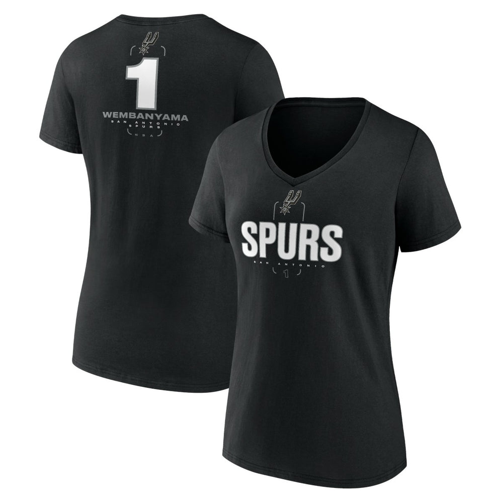 NBA Victor Wembanyama San Antonio Spurs Women's Behind The Back Name & Number V-Neck T-Shirt