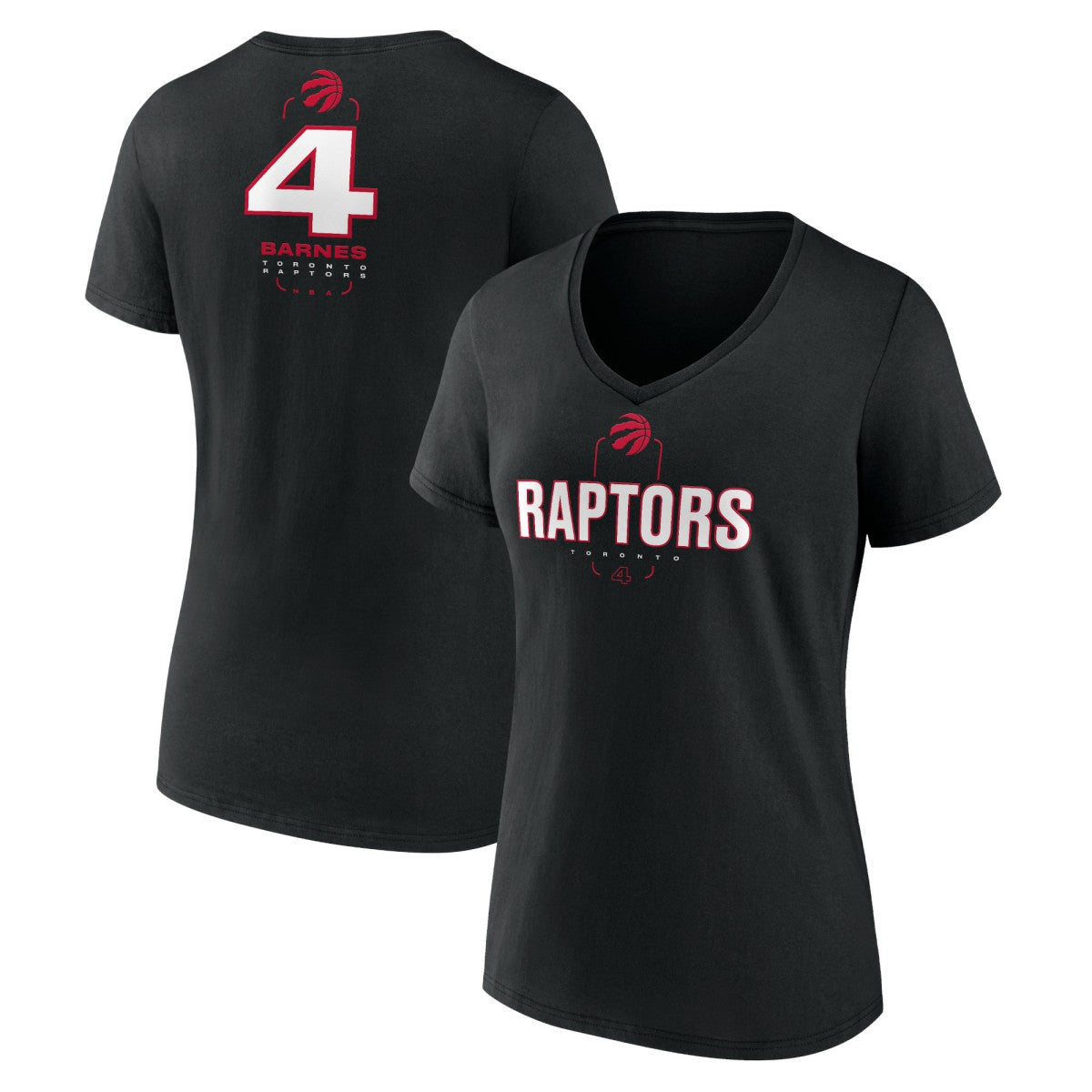 NBA Scottie Barnes Toronto Raptors Women's Behind The Back Name & Number V-Neck T-Shirt