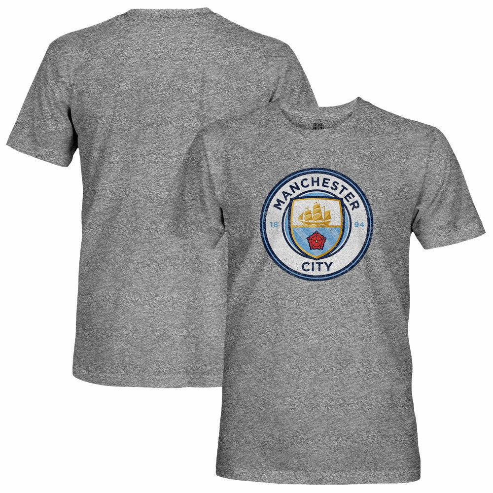 Manchester City 1863FC Tri-Blend Color Crest T-Shirt -  Heather Gray