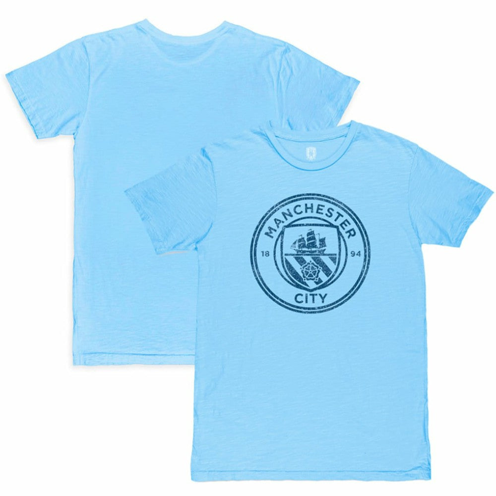 Manchester City 1863FC Mono Crest Slub T-Shirt -  Sky Blue
