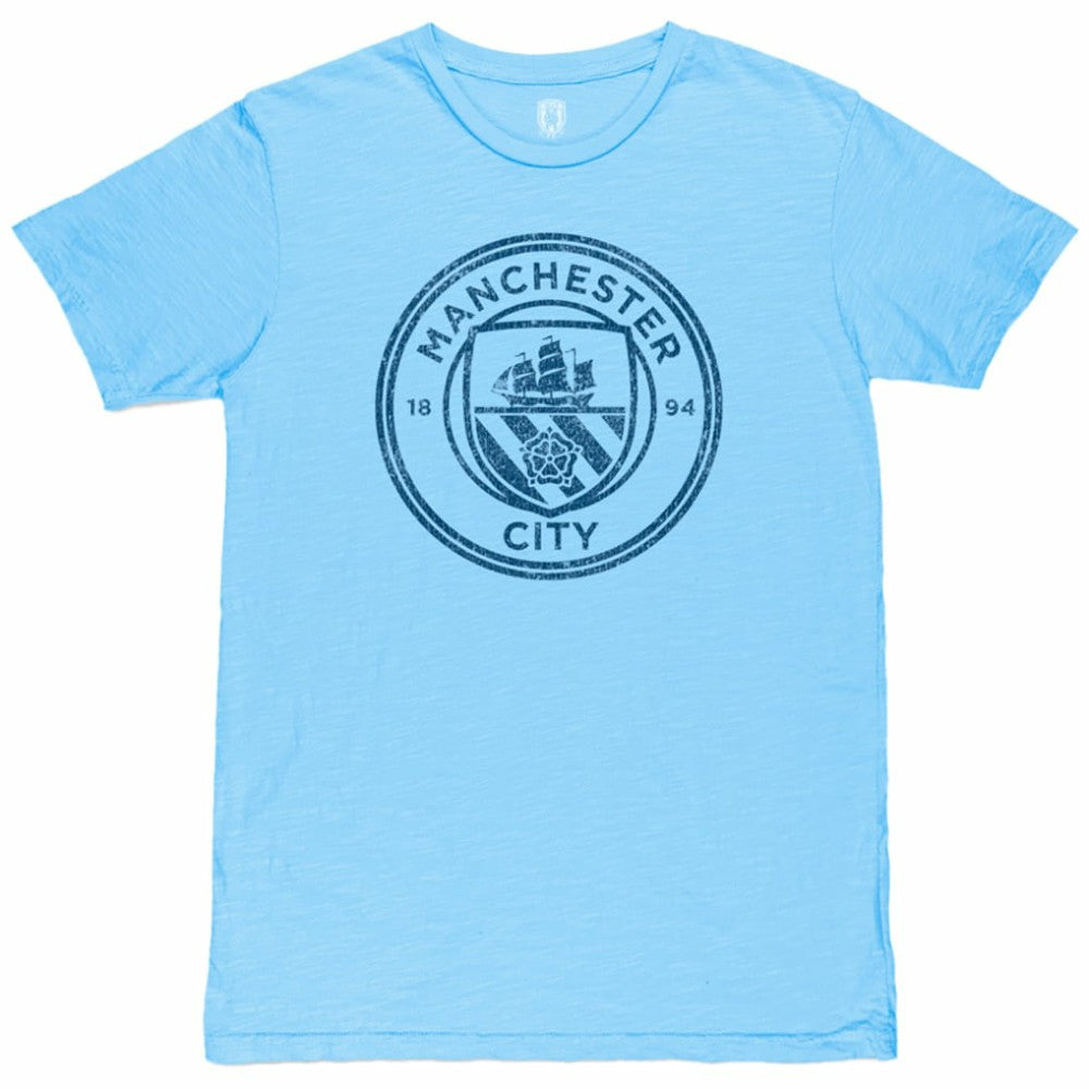 Manchester City 1863FC Mono Crest Slub T-Shirt -  Sky Blue