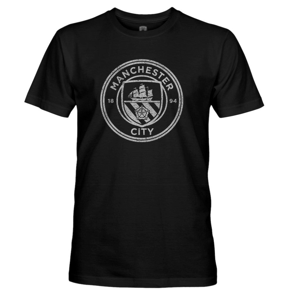 Manchester City 1863FC Mono Crest Slub T-Shirt -  Black