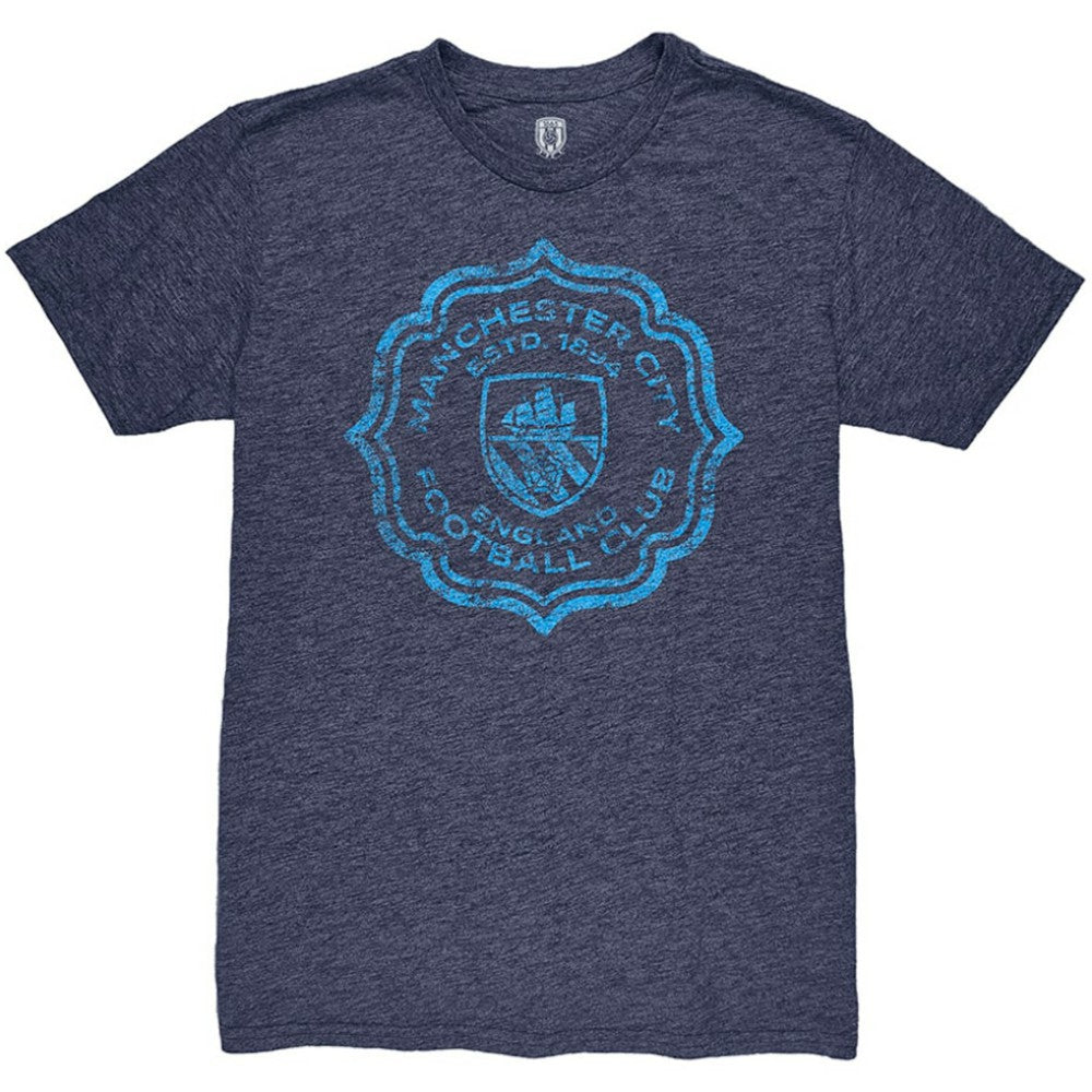 Manchester City 1863FC Retro Flourish Twisted Tri-Blend Slub T-Shirt -  Heather Navy