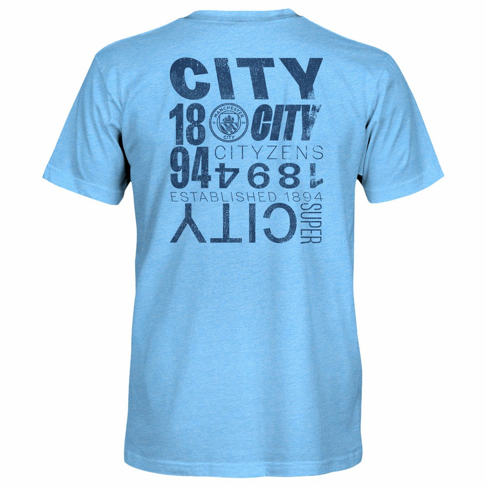 Manchester City 1863FC Front Back Text Twisted Tri-Blend Slub T-Shirt -  Sky Blue