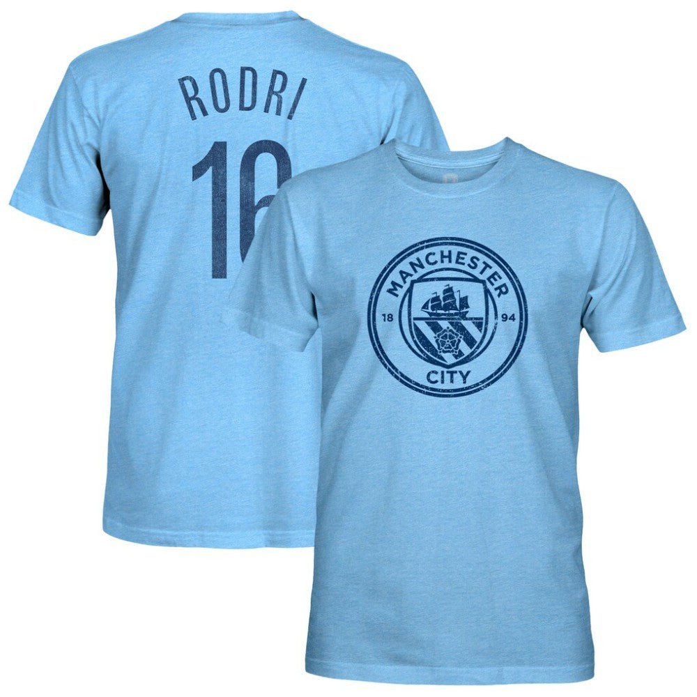 Rodrigo Manchester City 1863FC Player Name & Number Twisted Tri-Blend Slub T-Shirt -  Sky Blue