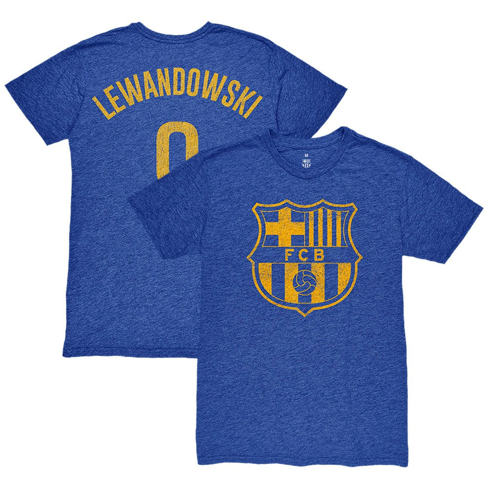 Robert Lewandowski Barcelona 1863FC Player Name & Number Twisted Tri-Blend Slub T-Shirt -  Heather Royal