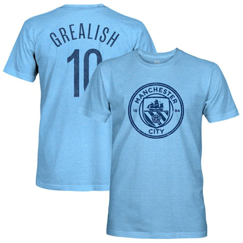 Jack Grealish Manchester City 1863FC Player Name & Number Twisted Tri-Blend Slub T-Shirt -  Sky Blue