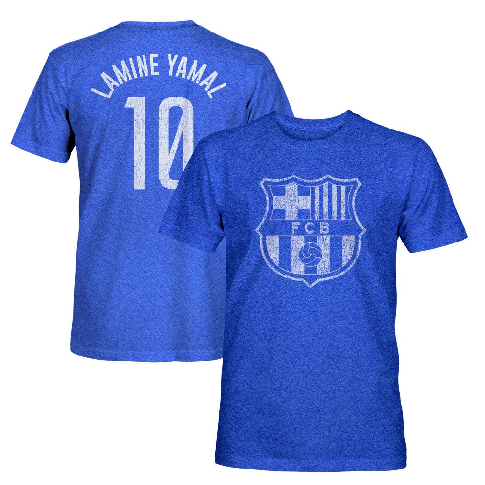 Lamine Yamal Barcelona 1863FC Player Name & Number Twisted Tri-Blend Slub T-Shirt -  Heather Royal