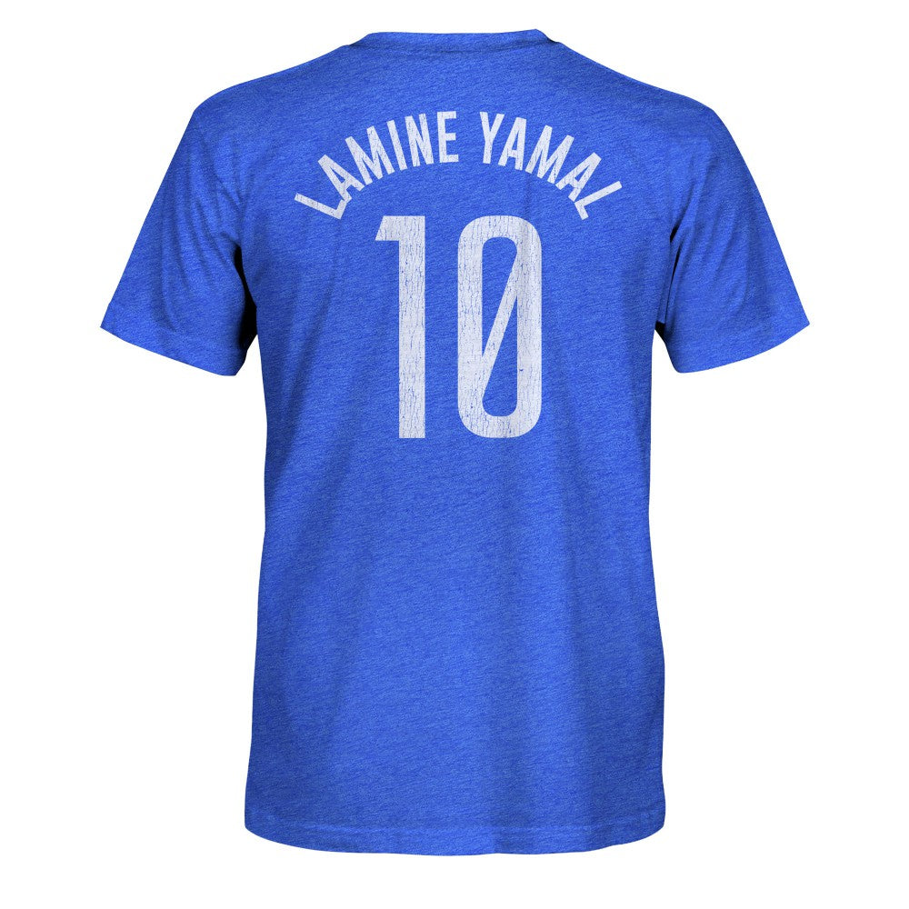 Lamine Yamal Barcelona 1863FC Player Name & Number Twisted Tri-Blend Slub T-Shirt -  Heather Royal