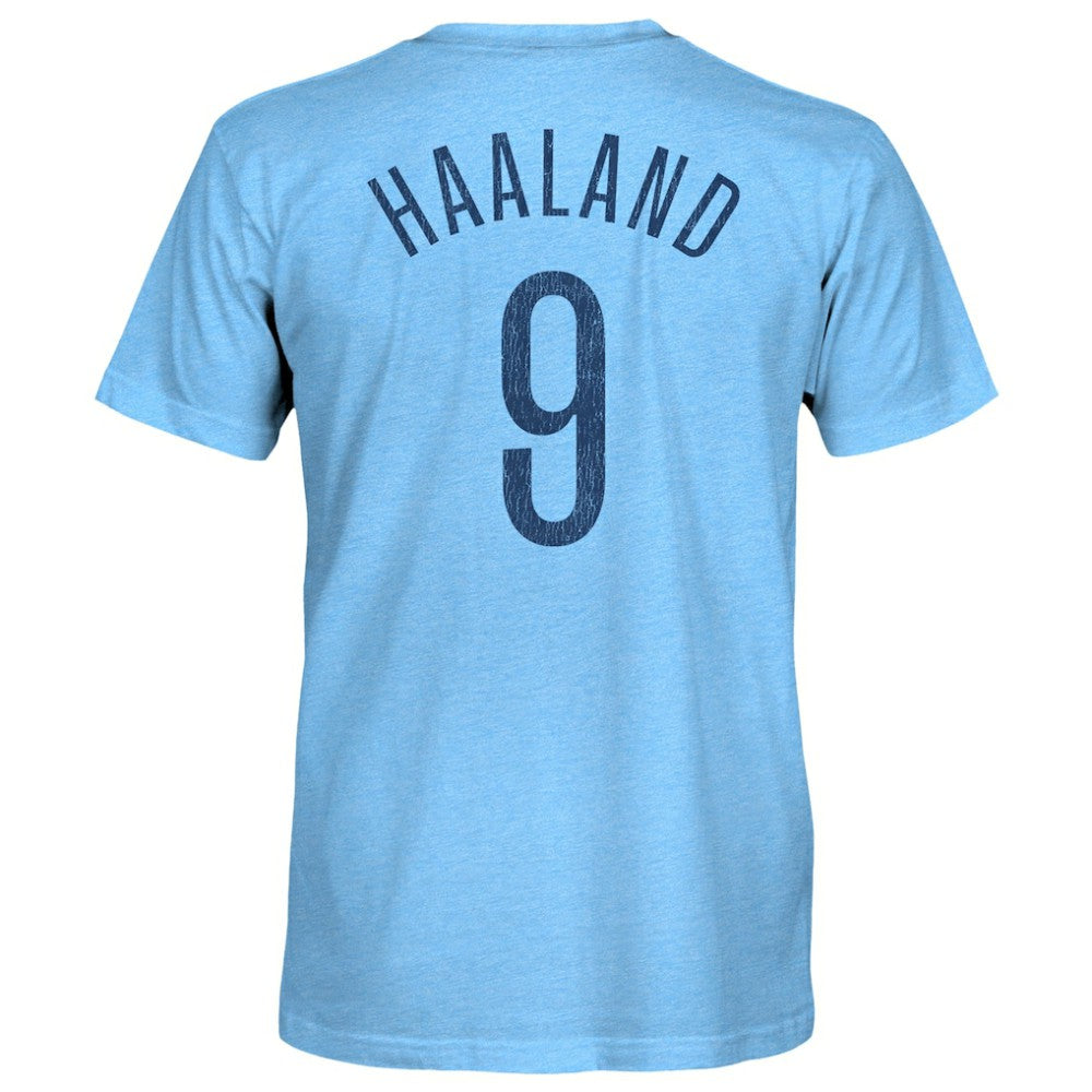 Erling Haaland Manchester City 1863FC Player Name & Number Twisted Tri-Blend Slub T-Shirt -  Sky Blue