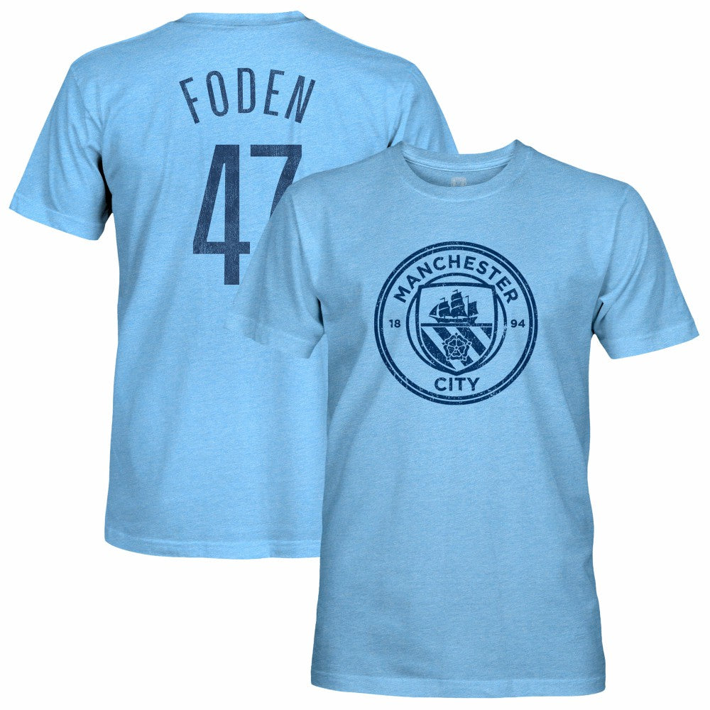 Phil Foden Manchester City 1863FC Player Name & Number Twisted Tri-Blend Slub T-Shirt -  Sky Blue