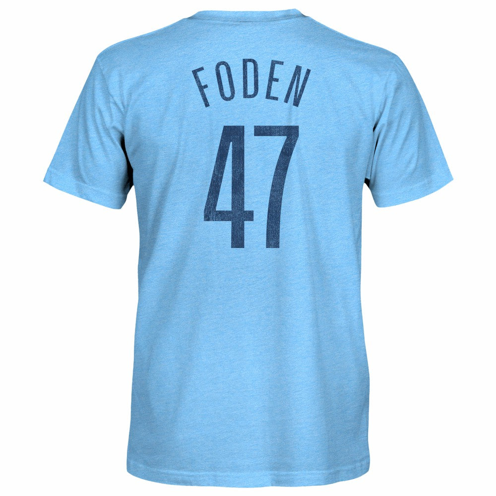 Phil Foden Manchester City 1863FC Player Name & Number Twisted Tri-Blend Slub T-Shirt -  Sky Blue