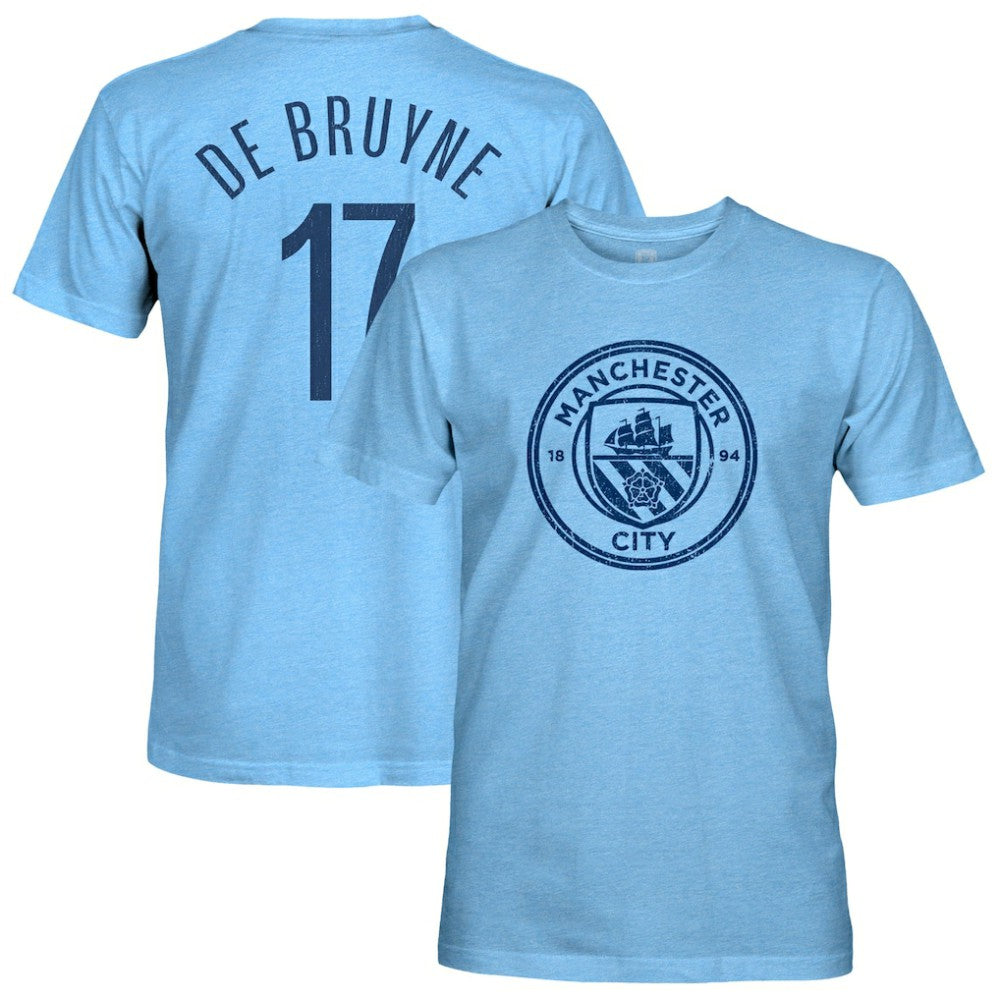 Kevin De Bruyne Manchester City 1863FC Player Name & Number Twisted Tri-Blend Slub T-Shirt -  Sky Blue