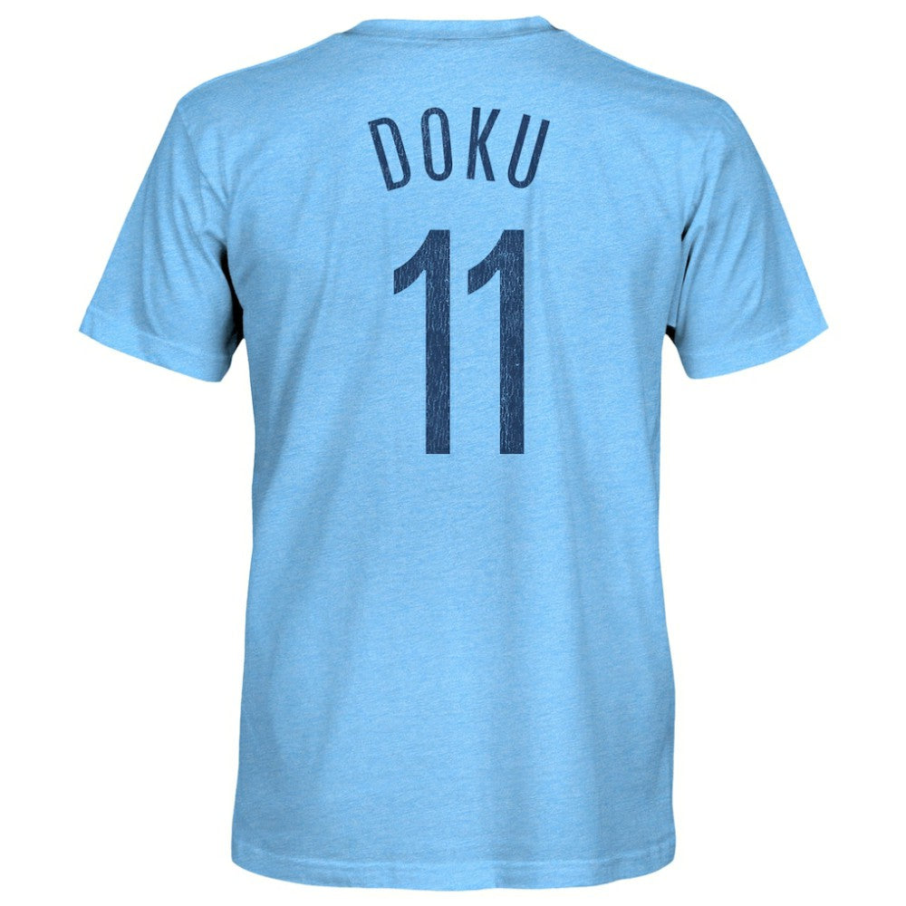 Jeremy Doku Manchester City 1863FC Player Name & Number Twisted Tri-Blend Slub T-Shirt -  Sky Blue