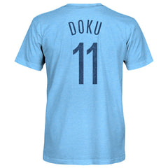 Jeremy Doku Manchester City 1863FC Player Name & Number Twisted Tri-Blend Slub T-Shirt -  Sky Blue