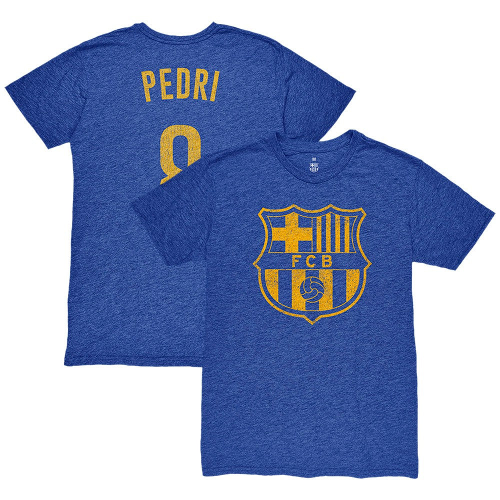 Pedri Barcelona 1863FC Player Name & Number Twisted Tri-Blend Slub T-Shirt -  Heather Royal