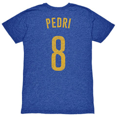 Pedri Barcelona 1863FC Player Name & Number Twisted Tri-Blend Slub T-Shirt -  Heather Royal