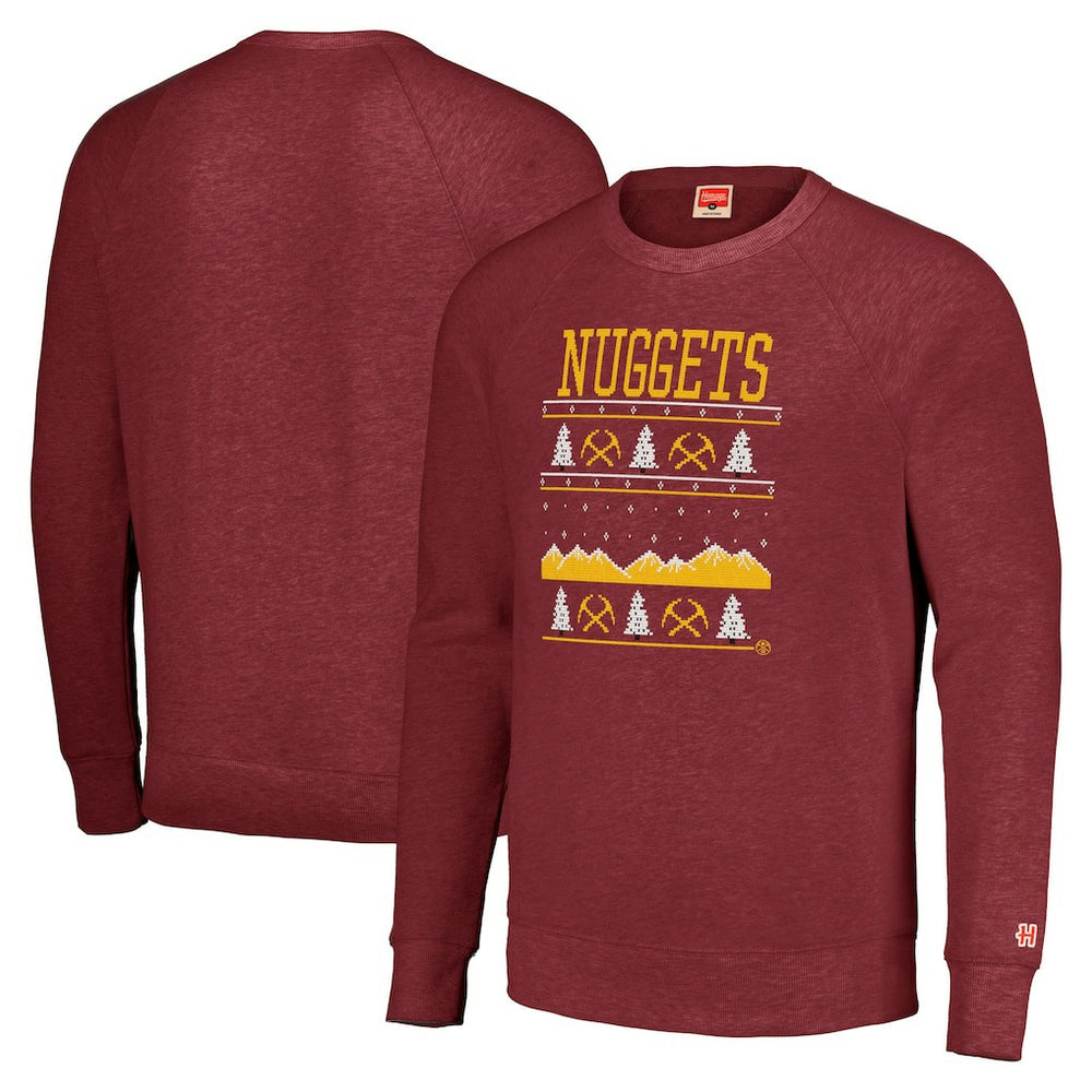 NBA Denver Nuggets Homage Unisex Holiday Tri-Blend Raglan Pullover Sweatshirt sale