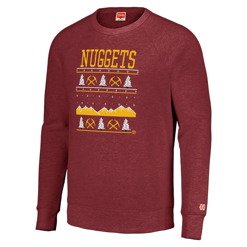 NBA Denver Nuggets Homage Unisex Holiday Tri-Blend Raglan Pullover Sweatshirt sale