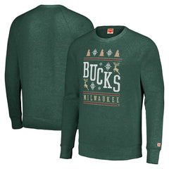 NBA Milwaukee Bucks Homage Unisex Holiday Raglan Pullover Sweatshirt