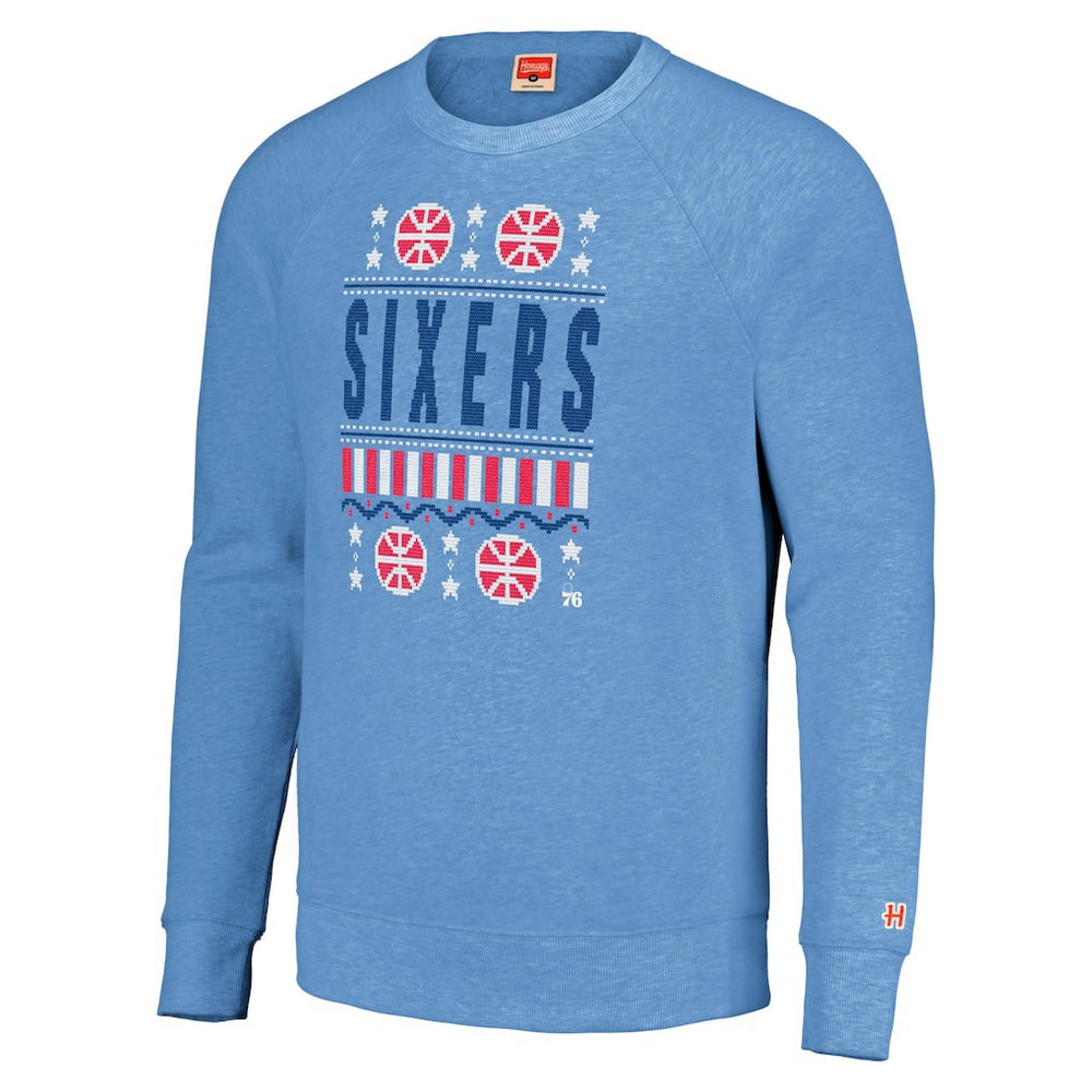 NBA Philadelphia 76ers Homage Unisex Holiday Raglan Pullover Sweatshirt