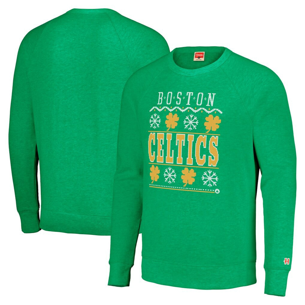 NBA Boston Celtics Homage Unisex Holiday Raglan Pullover Sweatshirt