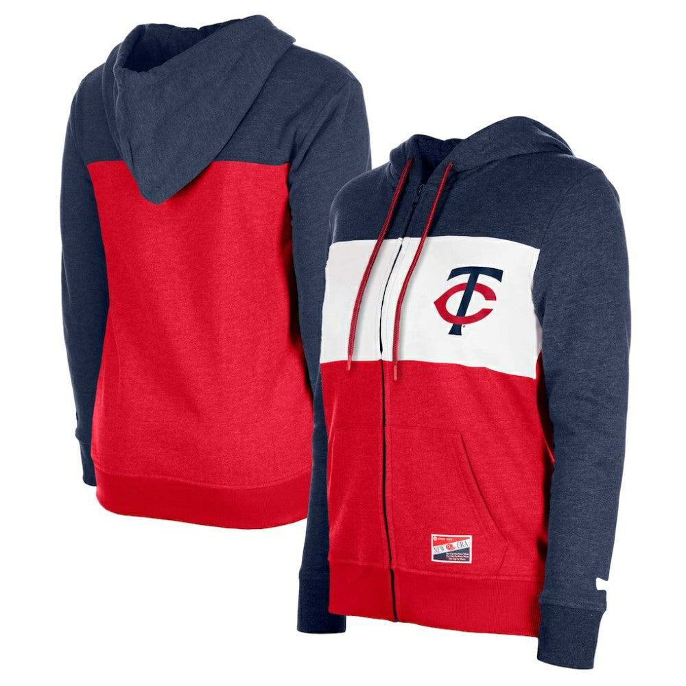MLB Minnesota Twins New Era Women's Color Block Full-Zip Hoodie Jacket