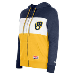 MLB Milwaukee Brewers New Era Women's Color Block Full-Zip Hoodie Jacket
