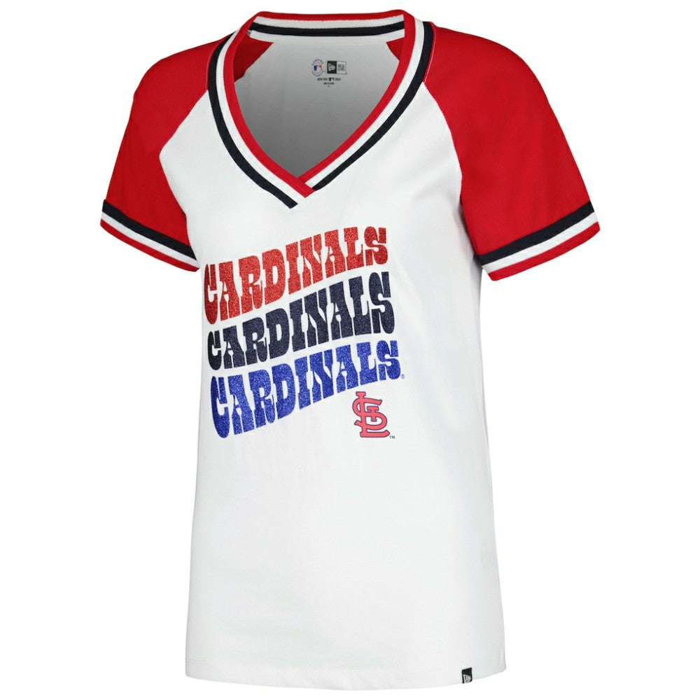 MLB St. Louis Cardinals New Era Women's Jersey Double Binding Raglan V-Neck T-Shirt