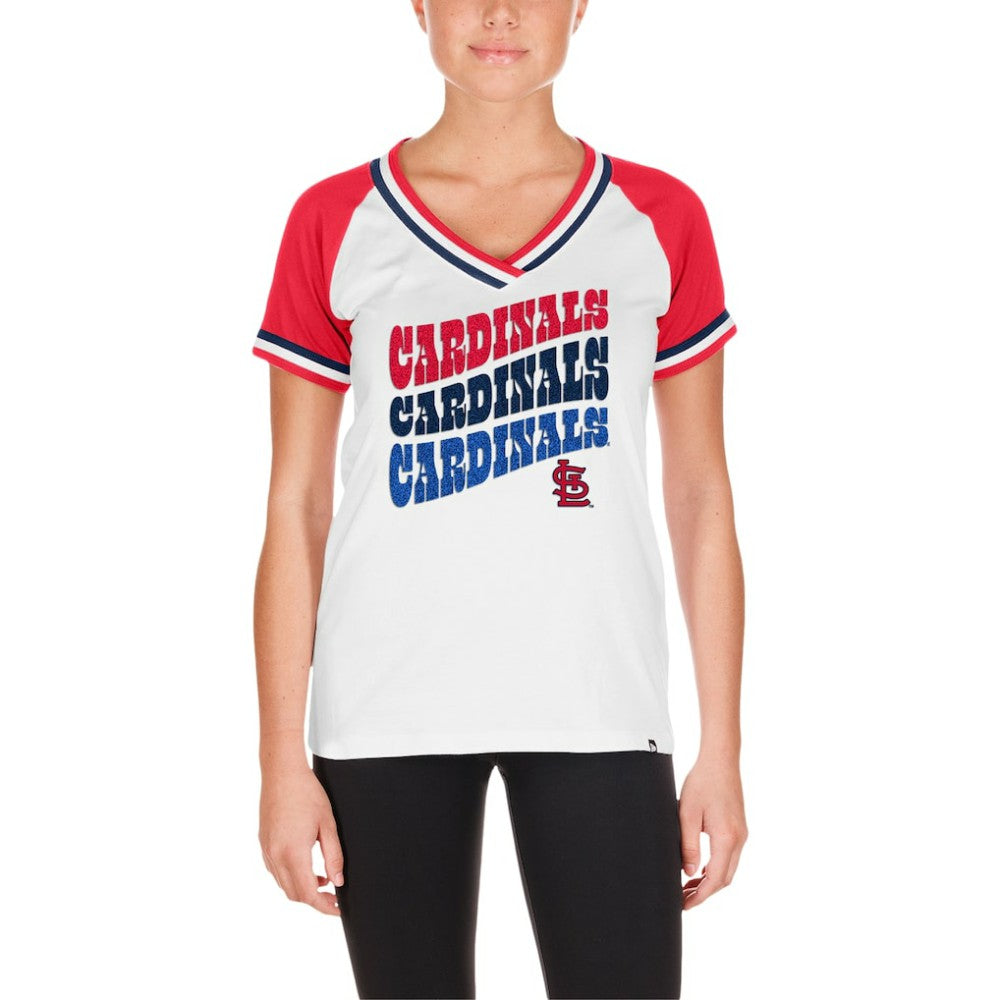 MLB St. Louis Cardinals New Era Women's Jersey Double Binding Raglan V-Neck T-Shirt