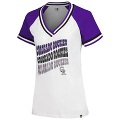 MLB Colorado Rockies New Era Women's Jersey Double Binding Raglan V-Neck T-Shirt