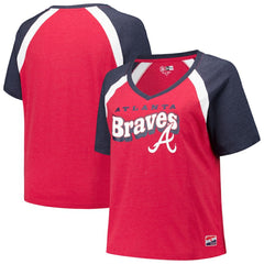 MLB Atlanta Braves New Era Women's Plus Size Raglan V-Neck T-Shirt