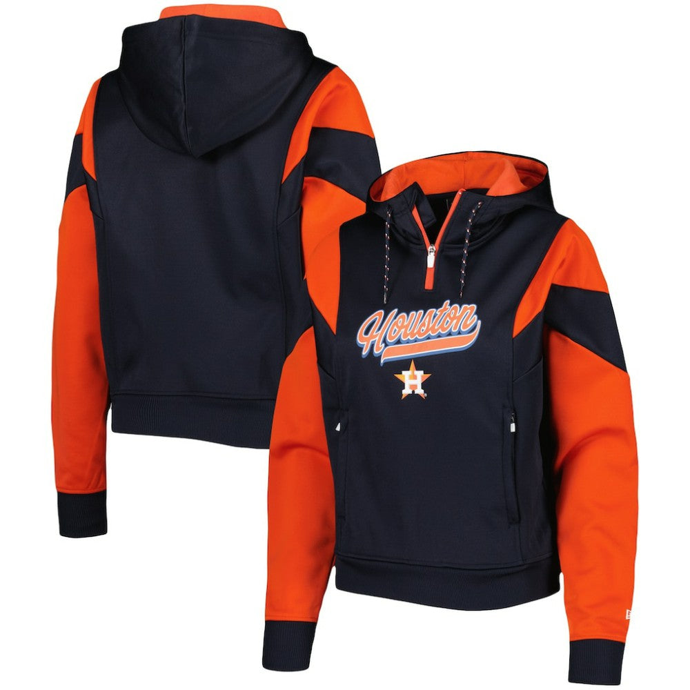 MLB Houston Astros New Era Women's Color Block Fleece Quarter-Zip Hoodie