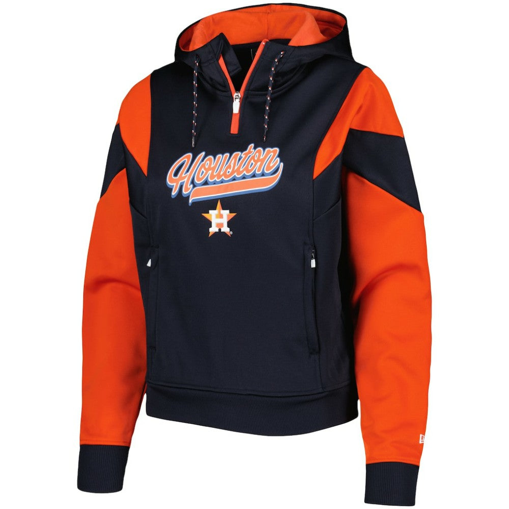 MLB Houston Astros New Era Women's Color Block Fleece Quarter-Zip Hoodie
