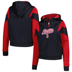 MLB Boston Red Sox New Era Women's Color Block Fleece Quarter-Zip Hoodie