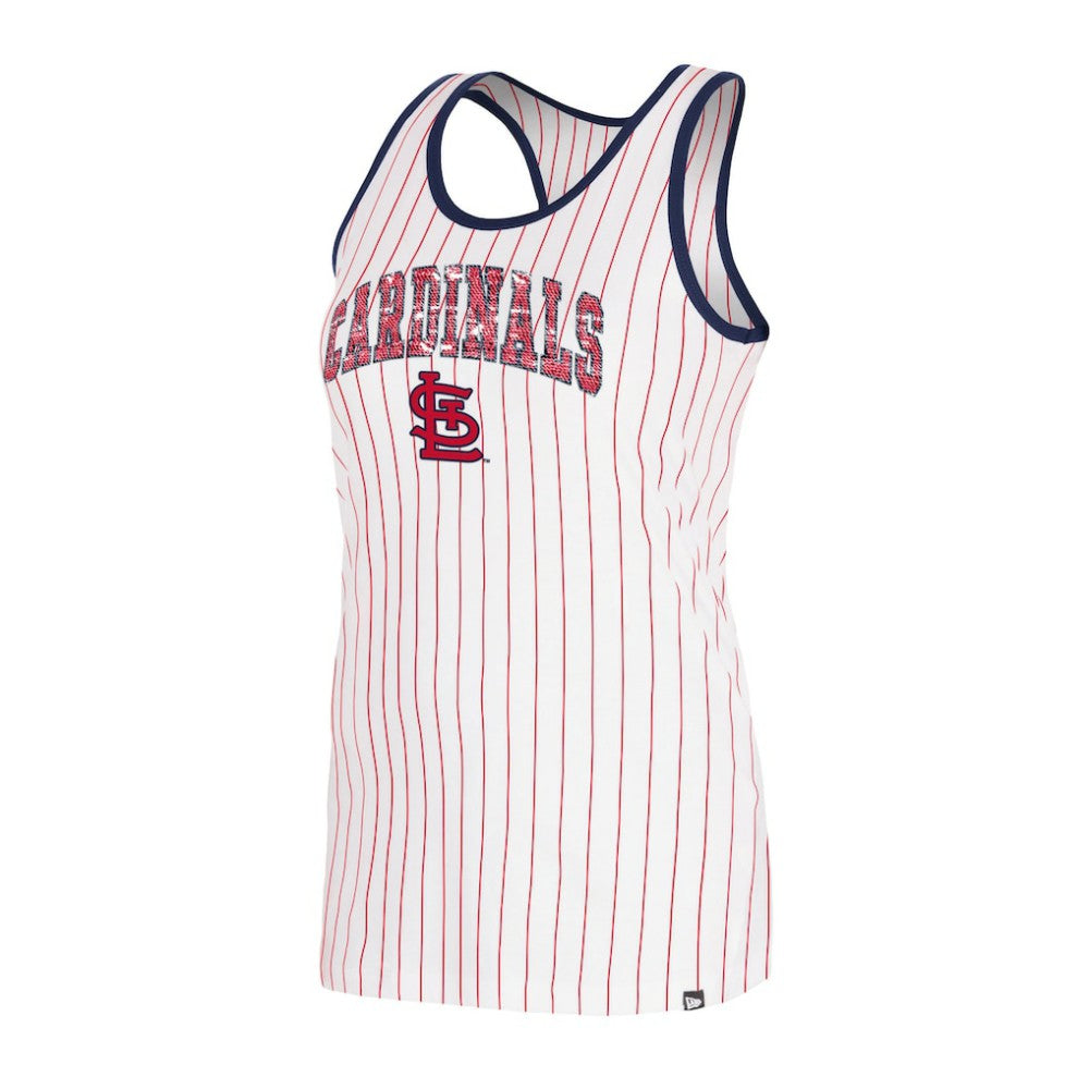 MLB St. Louis Cardinals New Era Women's Sequin Pinstripe Racerback Tank Top