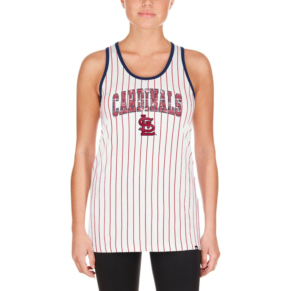 MLB St. Louis Cardinals New Era Women's Sequin Pinstripe Racerback Tank Top