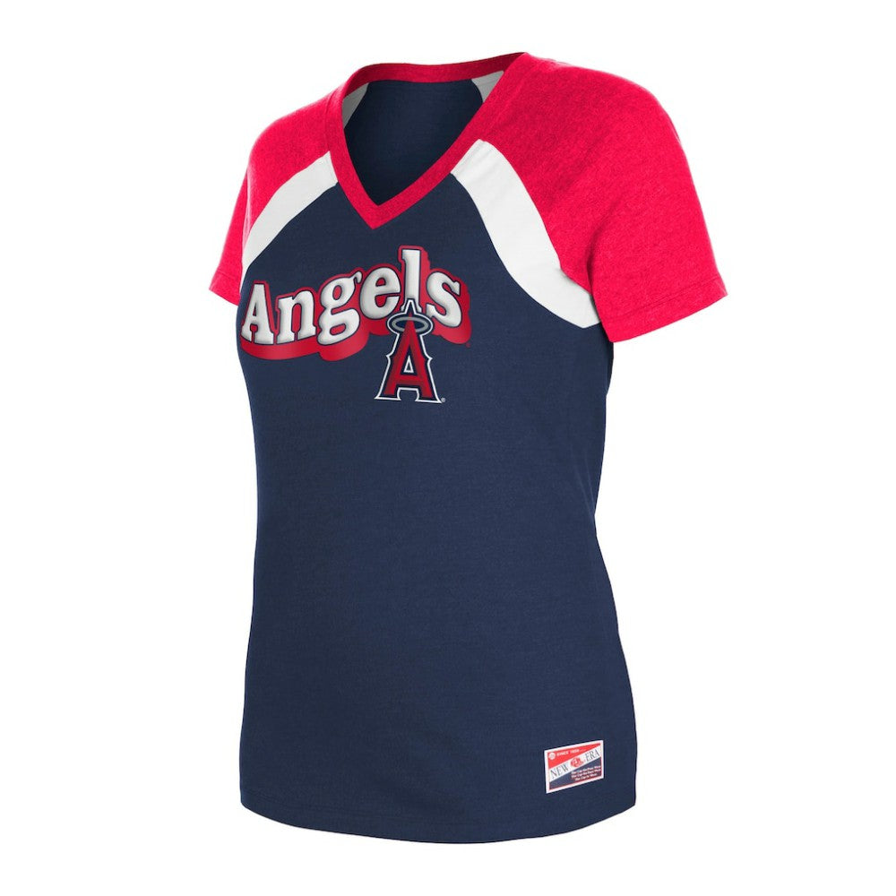 MLB Los Angeles Angels New Era Women's Heathered Raglan V-Neck T-Shirt