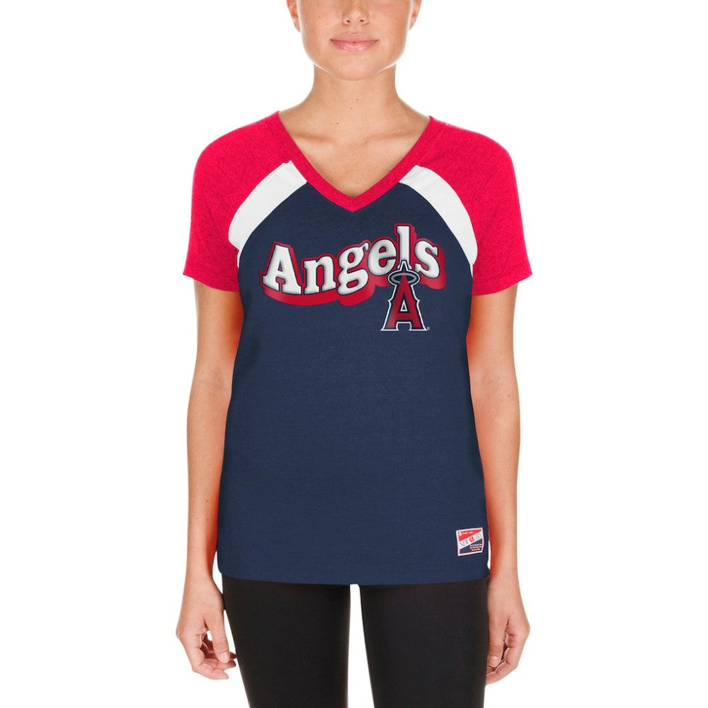 MLB Los Angeles Angels New Era Women's Heathered Raglan V-Neck T-Shirt