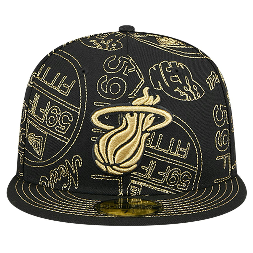NBA Miami Heat 59FIFTY Day Allover Print Stencil Fitted Hat