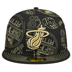 NBA Miami Heat 59FIFTY Day Allover Print Stencil Fitted Hat