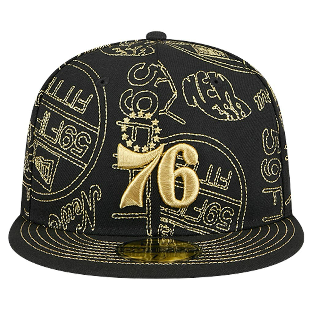 NBA Philadelphia 76ers 59FIFTY Day Allover Print Stencil Fitted Hat