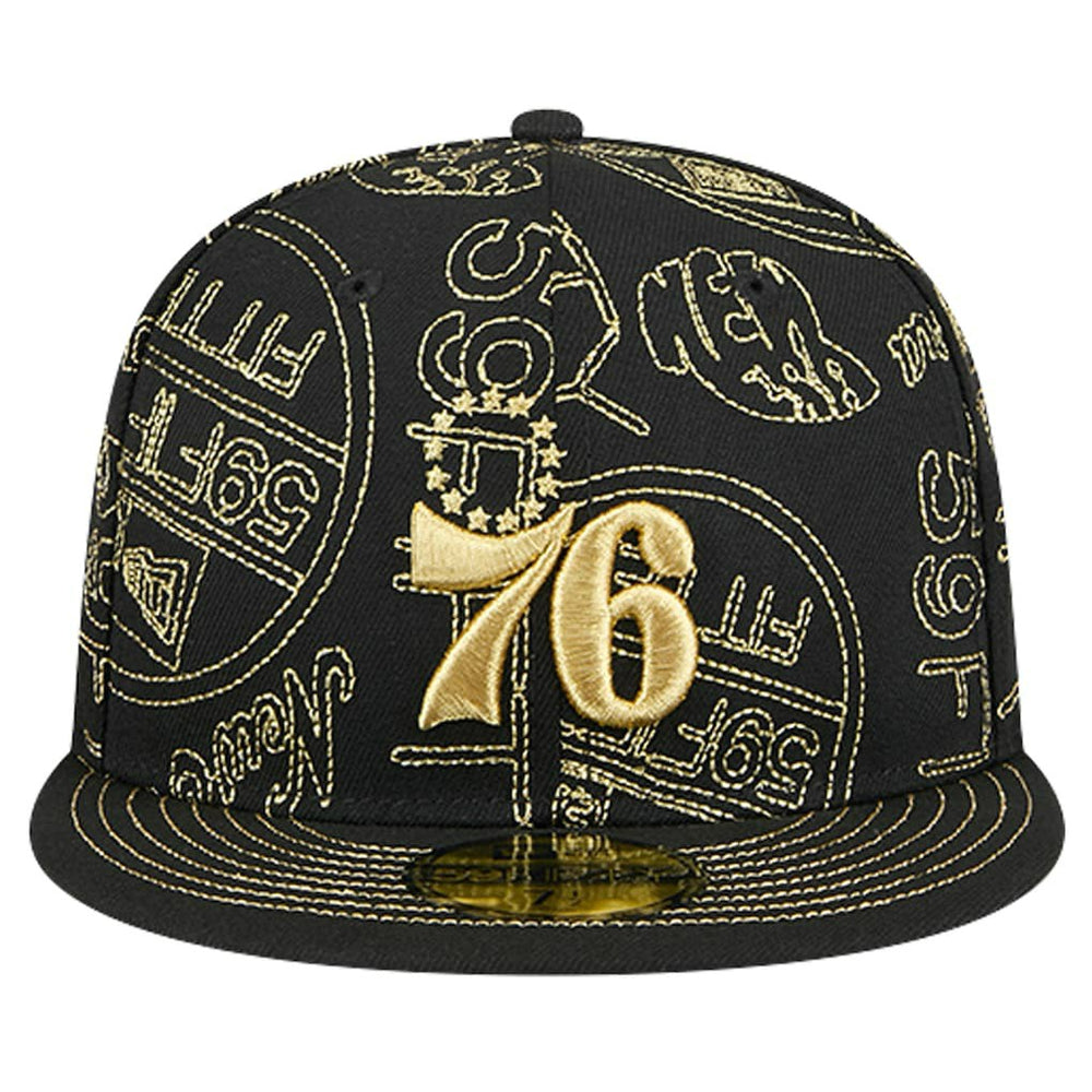 NBA Philadelphia 76ers 59FIFTY Day Allover Print Stencil Fitted Hat