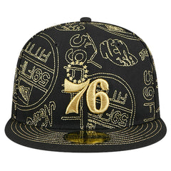NBA Philadelphia 76ers 59FIFTY Day Allover Print Stencil Fitted Hat