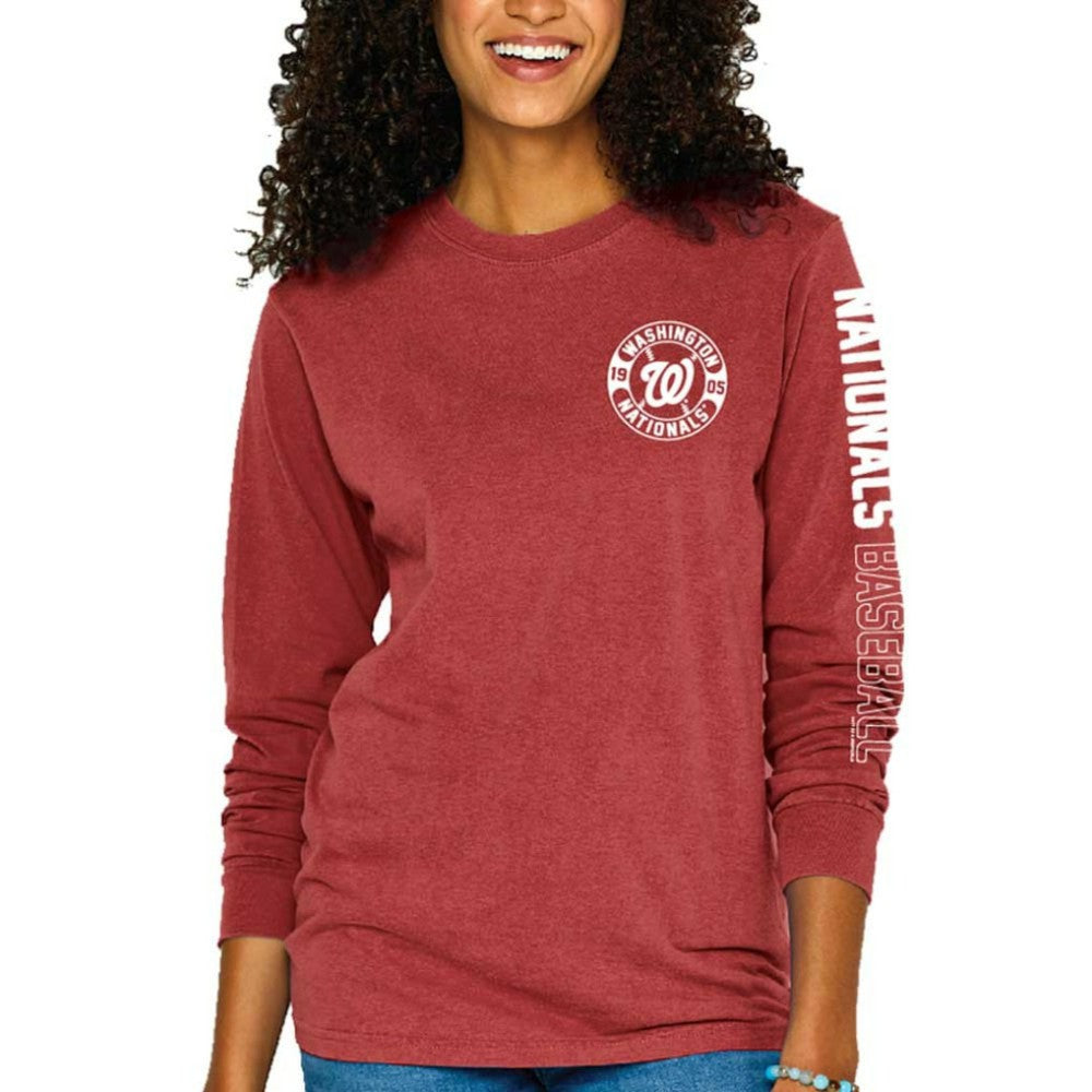 MLB Washington Nationals Soft as a Grape Women's Pigment-Dyed Long Sleeve T-Shirt