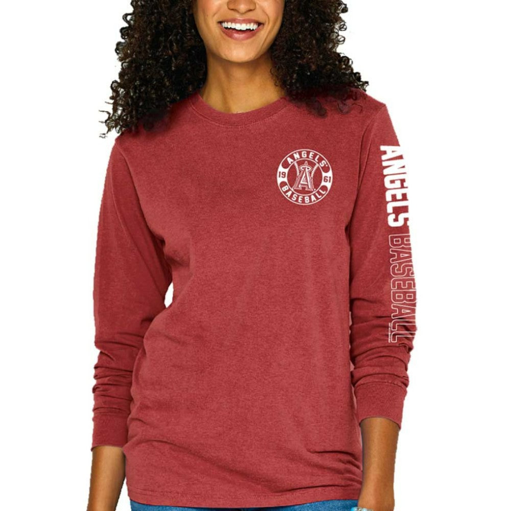 MLB Los Angeles Angels Soft as a Grape Women's Pigment-Dyed Long Sleeve T-Shirt
