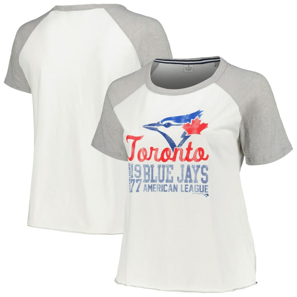 MLB Toronto Blue Jays Soft as a Grape Women's Plus Size Baseball Raglan T-Shirt